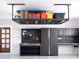 New Age Versarac Pro Overhead Garage Storage Rack - Two 4x8 Racks Installed - Black